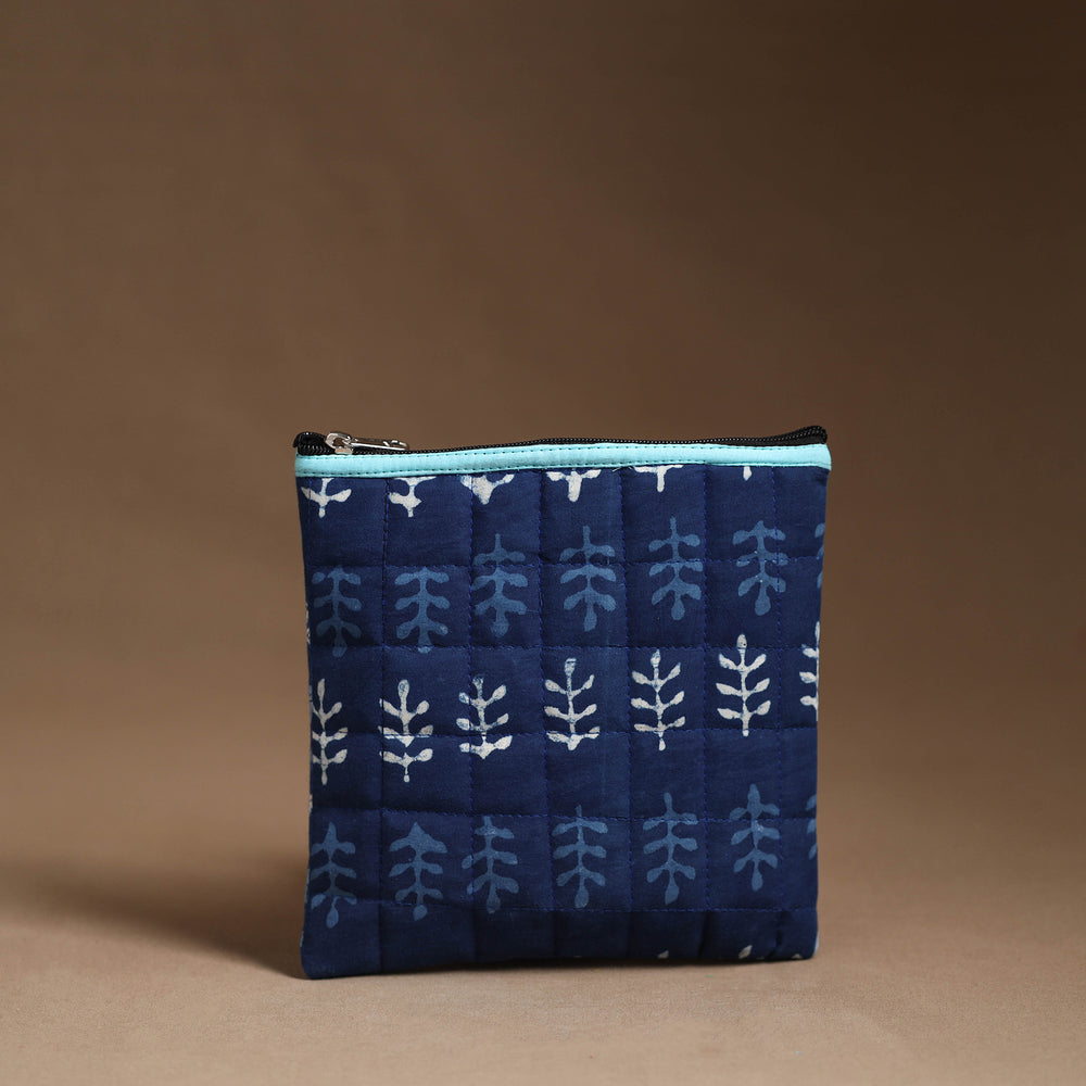 Blue - Handmade Quilted Cotton Utility Pouch 16