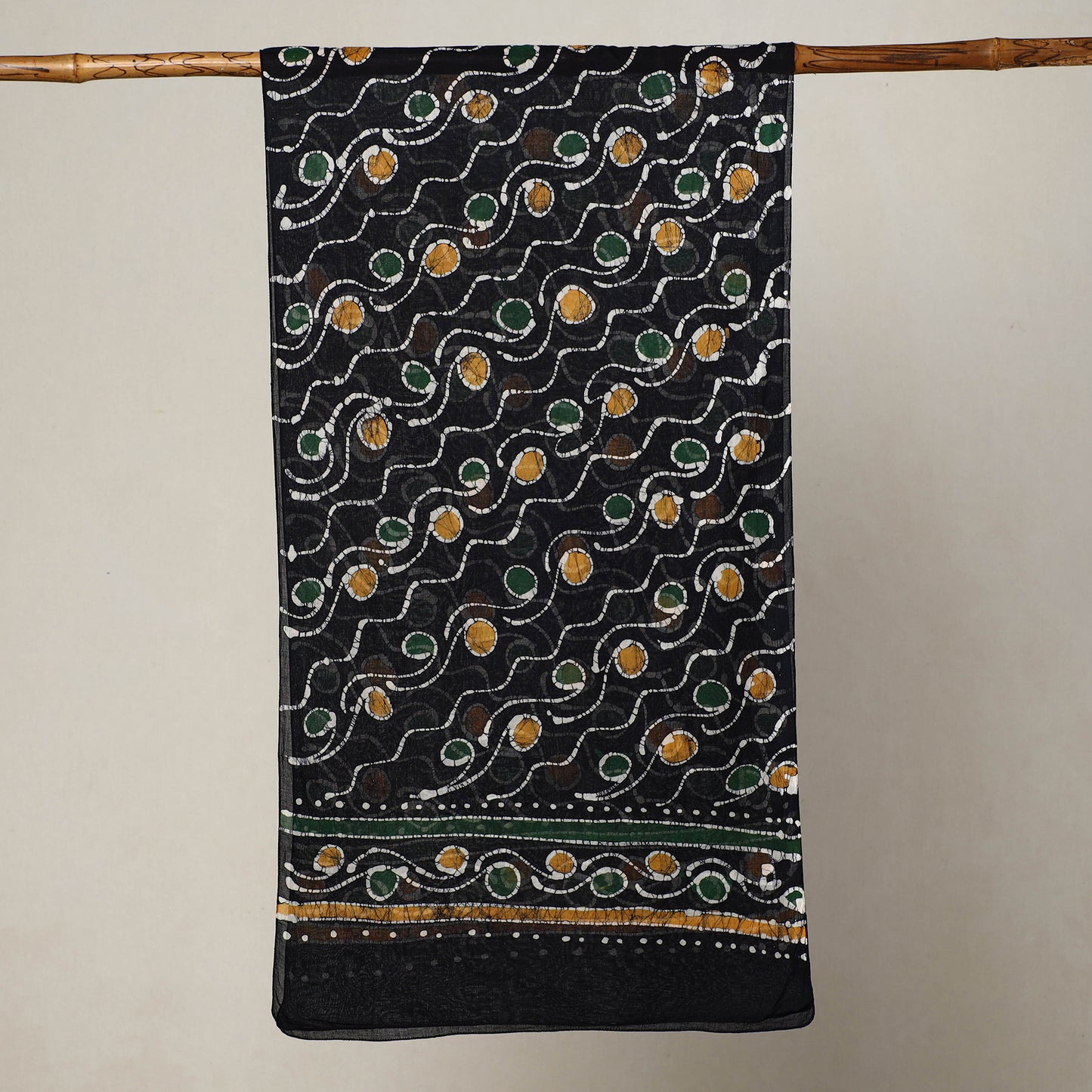 Black - Hand Batik Printed Mul Cotton Stole 81