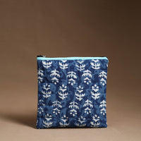 Blue - Handmade Quilted Cotton Utility Pouch 13