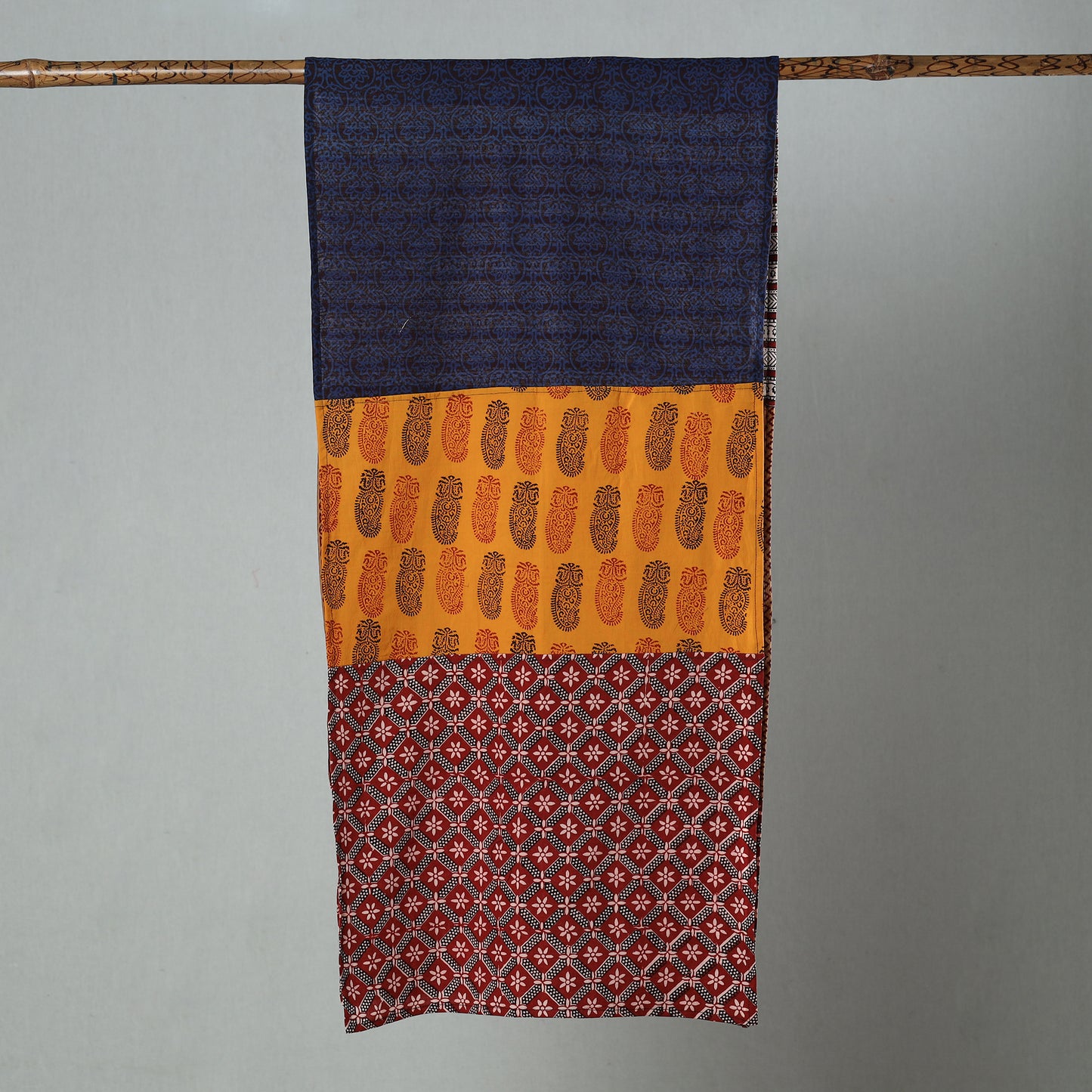 Multicolor - Bagh Block Printed Patchwork Cotton Stole 16