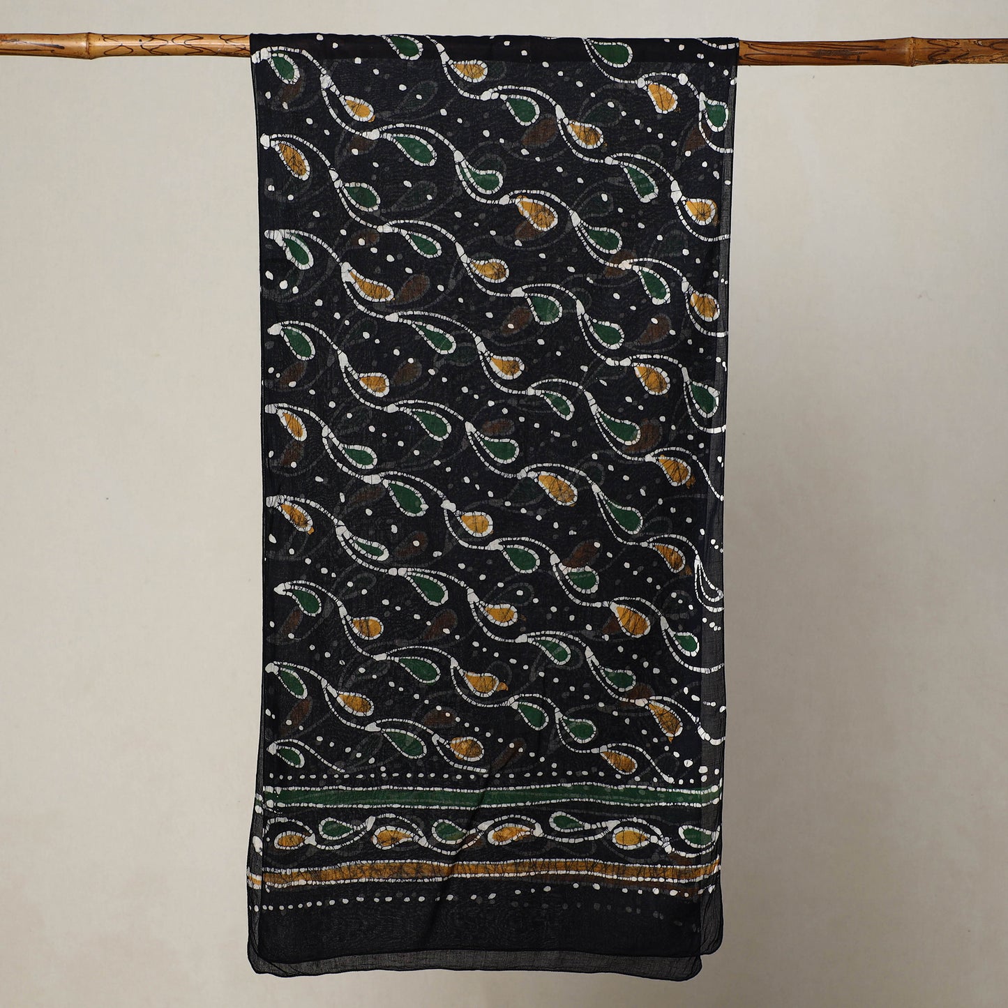 Black - Hand Batik Printed Mul Cotton Stole 79