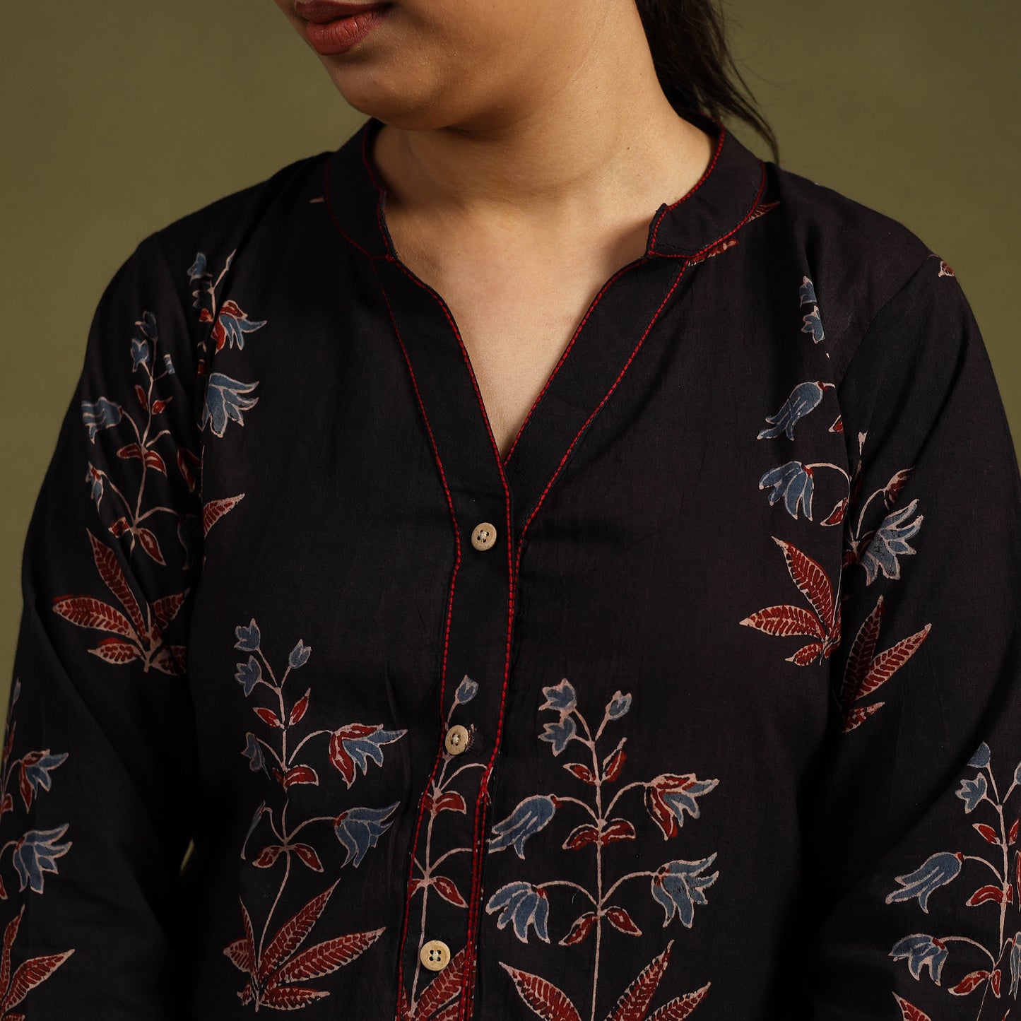 Black - Cotton Ajrakh Block Print Night Suit Set 05