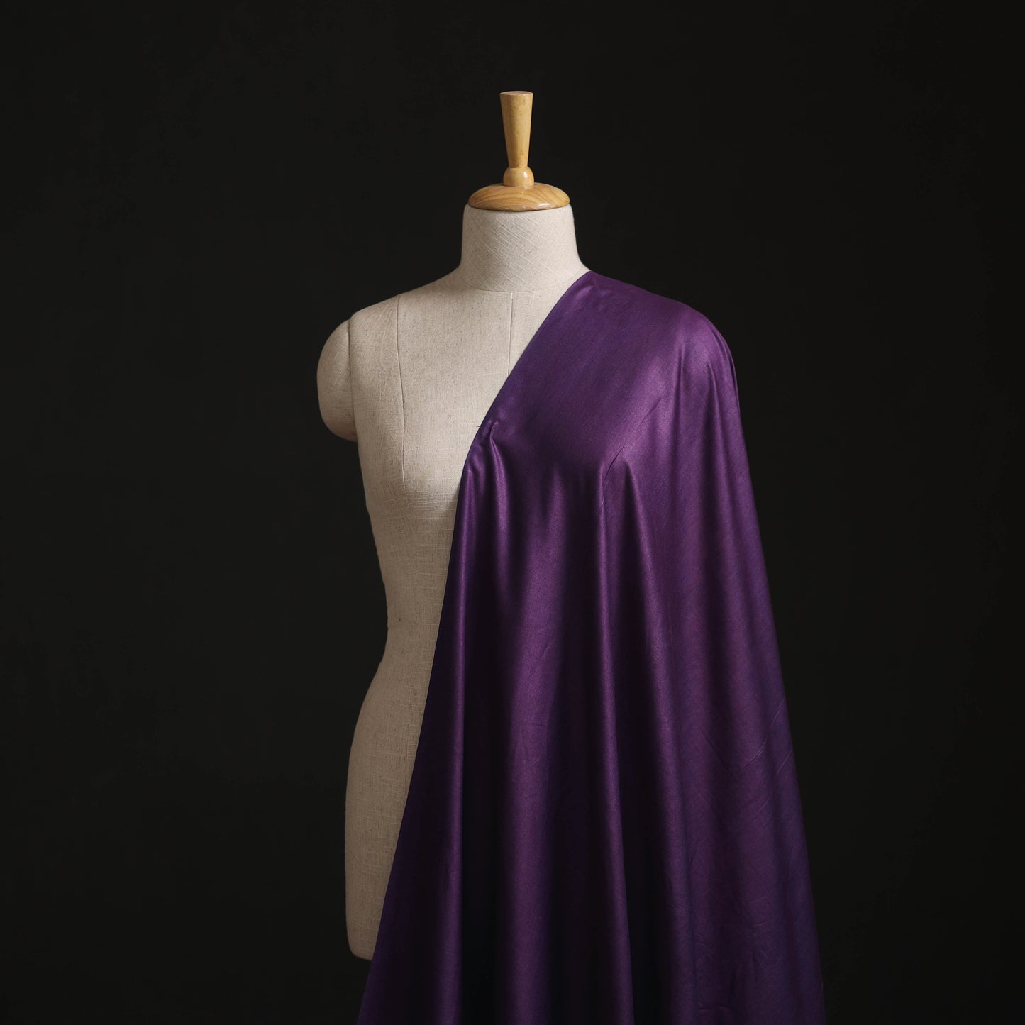 Purple - Vidarbha Tussar Silk Handwoven Plain Fabric 01