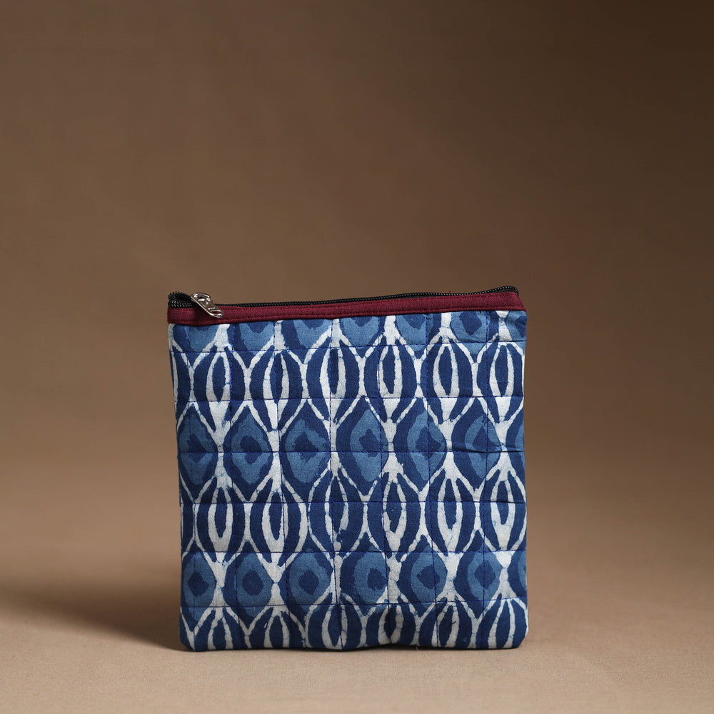 Blue - Handmade Quilted Cotton Utility Pouch 11