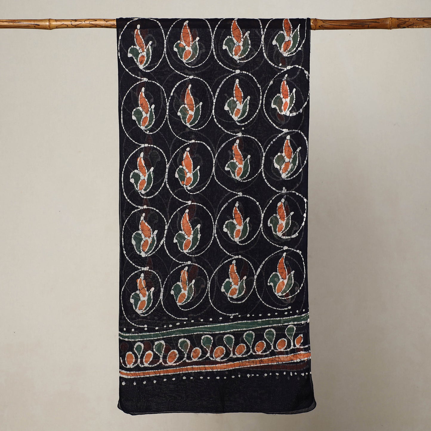 Black - Hand Batik Printed Mul Cotton Stole 77