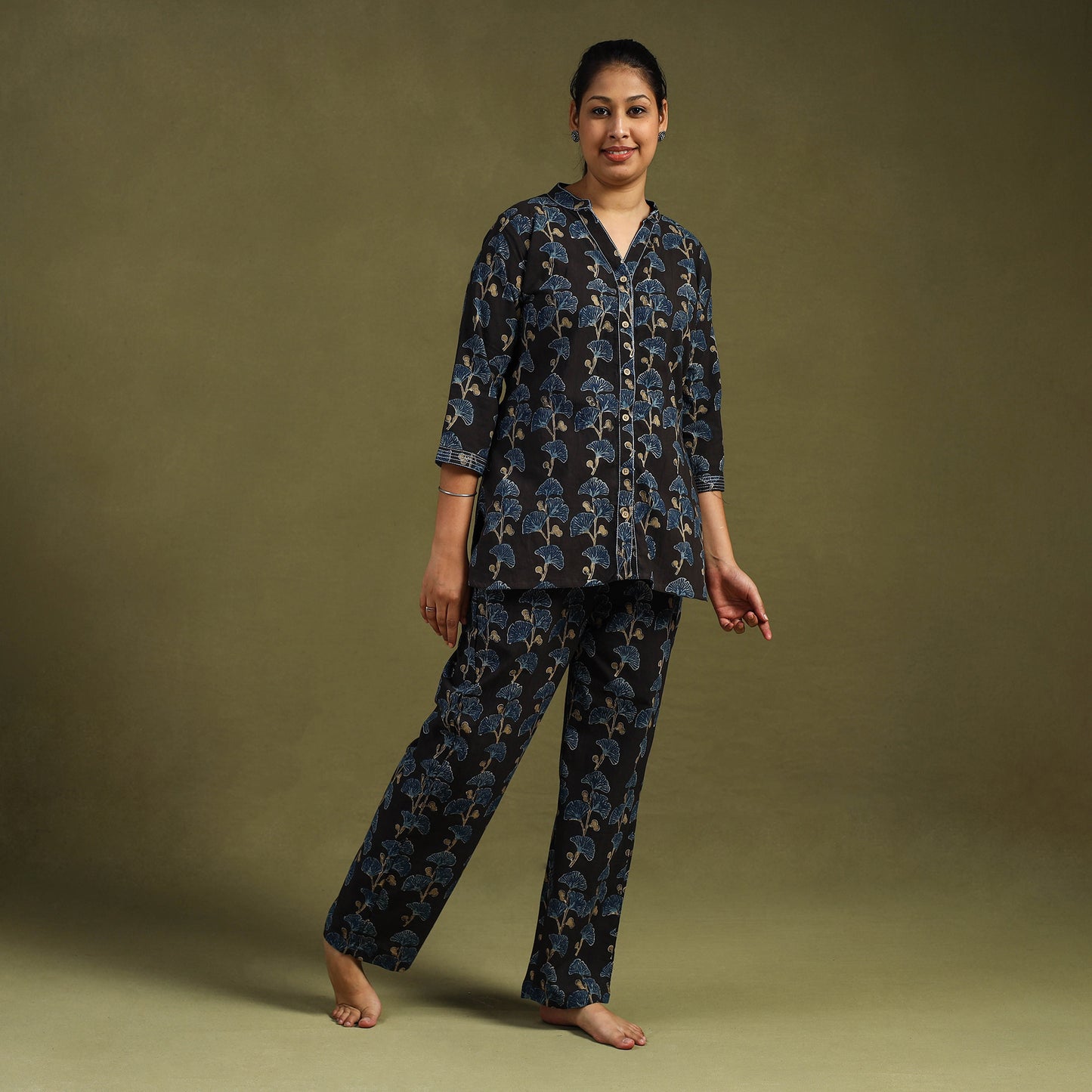 Buy Cotton Ajrakh Block Print Night Suit Set