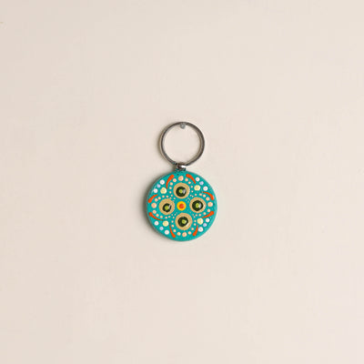 Handpainted Mandala Art Wooden Keychain 73