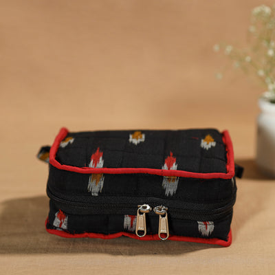 Black - Handmade 4 Pockets Cotton Jewelry Bag 02