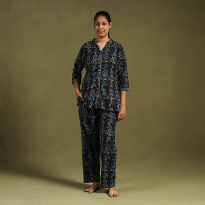 Buy Cotton Ajrakh Block Print Night Suit Set