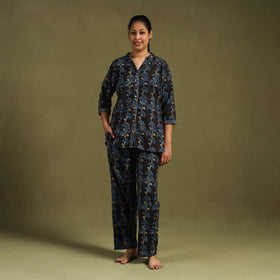 Buy Cotton Ajrakh Block Print Night Suit Set