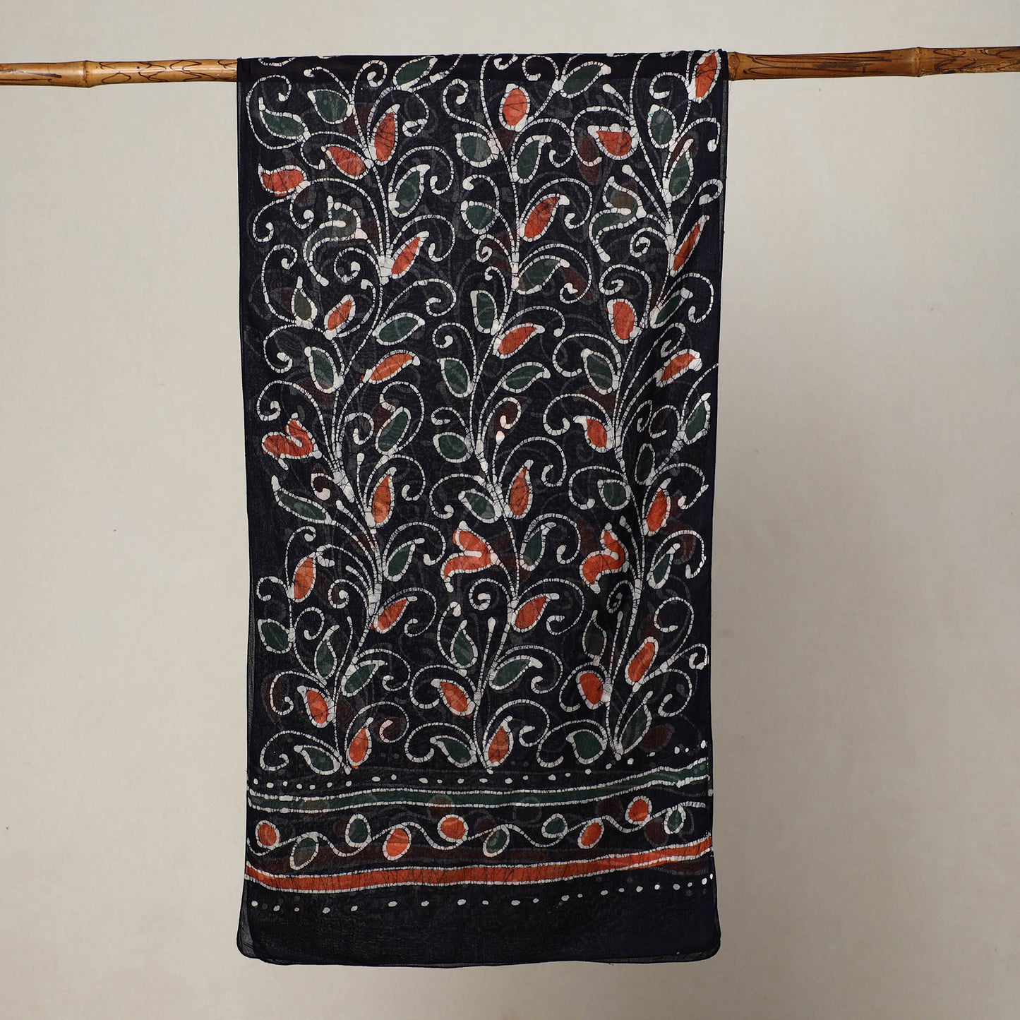 Black - Hand Batik Printed Mul Cotton Stole 76