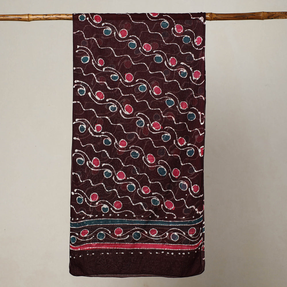 Maroon - Hand Batik Printed Mul Cotton Stole 75