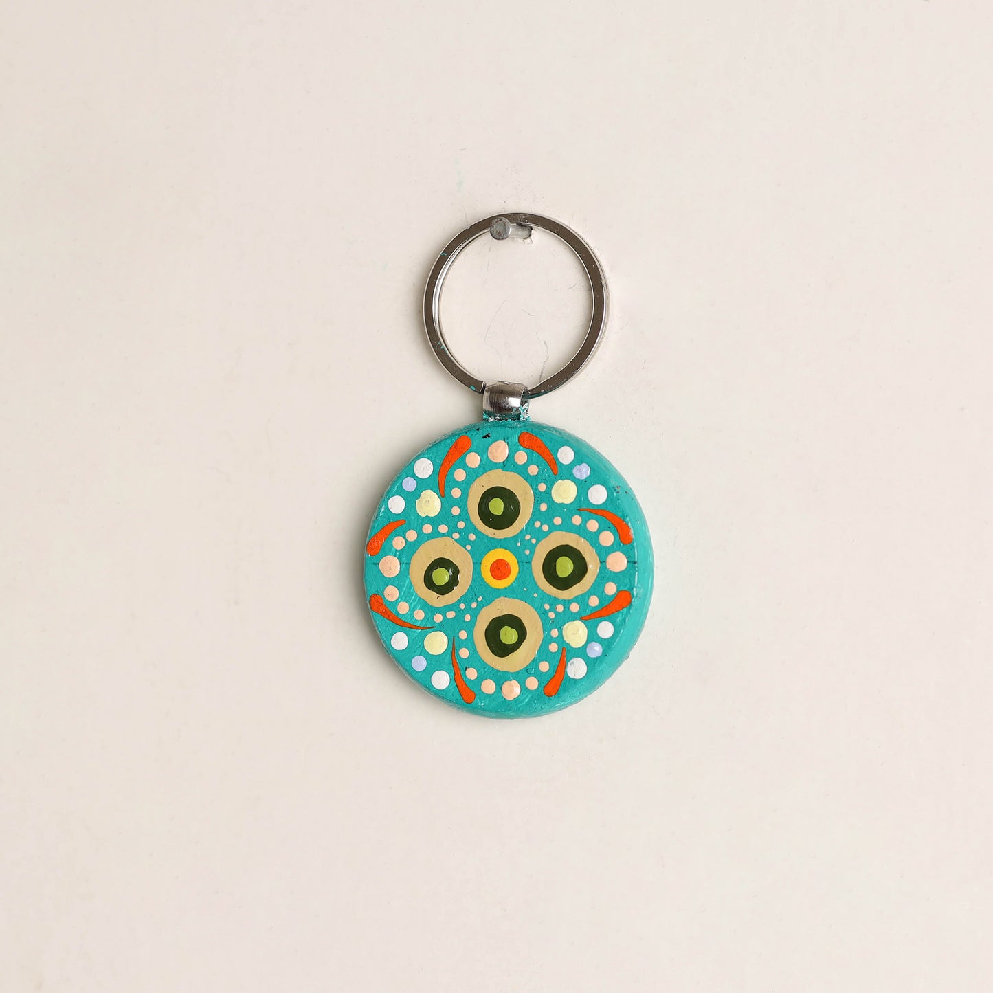 Handpainted Mandala Art Wooden Keychain 73
