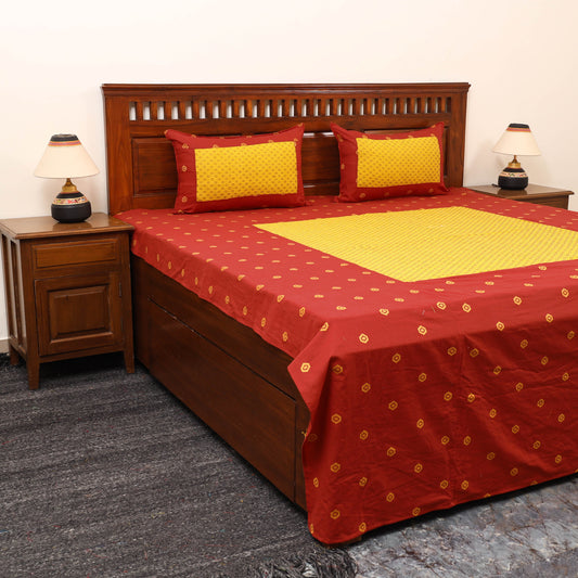 Red - Patchwork Cotton Double Jacquard Bedsheet Set 10