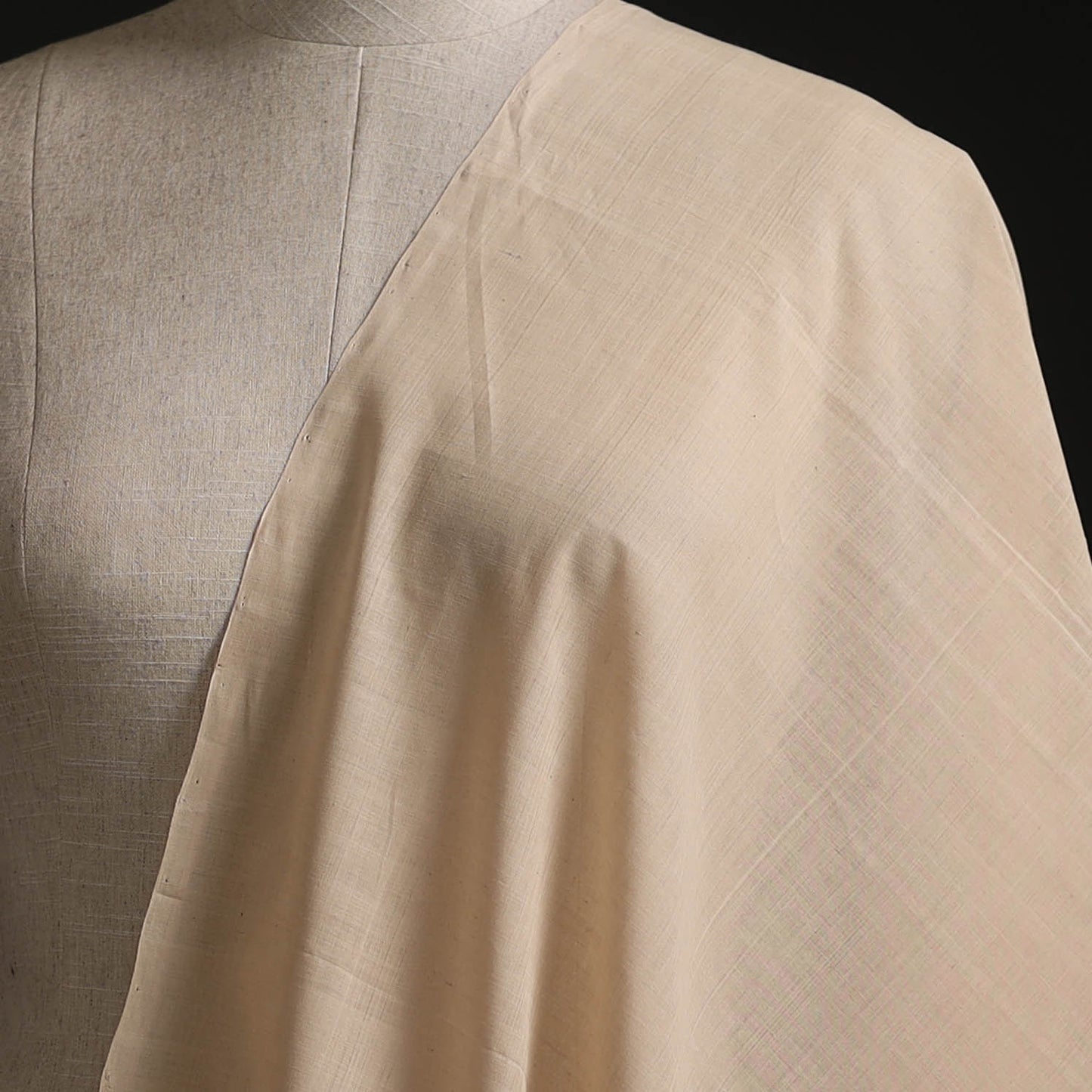 Beige - Plain Handloom Mangalagiri Cotton Fabric 03