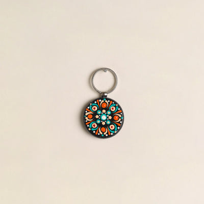 Handpainted Mandala Art Wooden Keychain 74