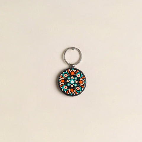 Handpainted Mandala Art Wooden Keychain 74