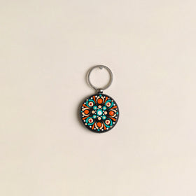 Handpainted Mandala Art Wooden Keychain 74