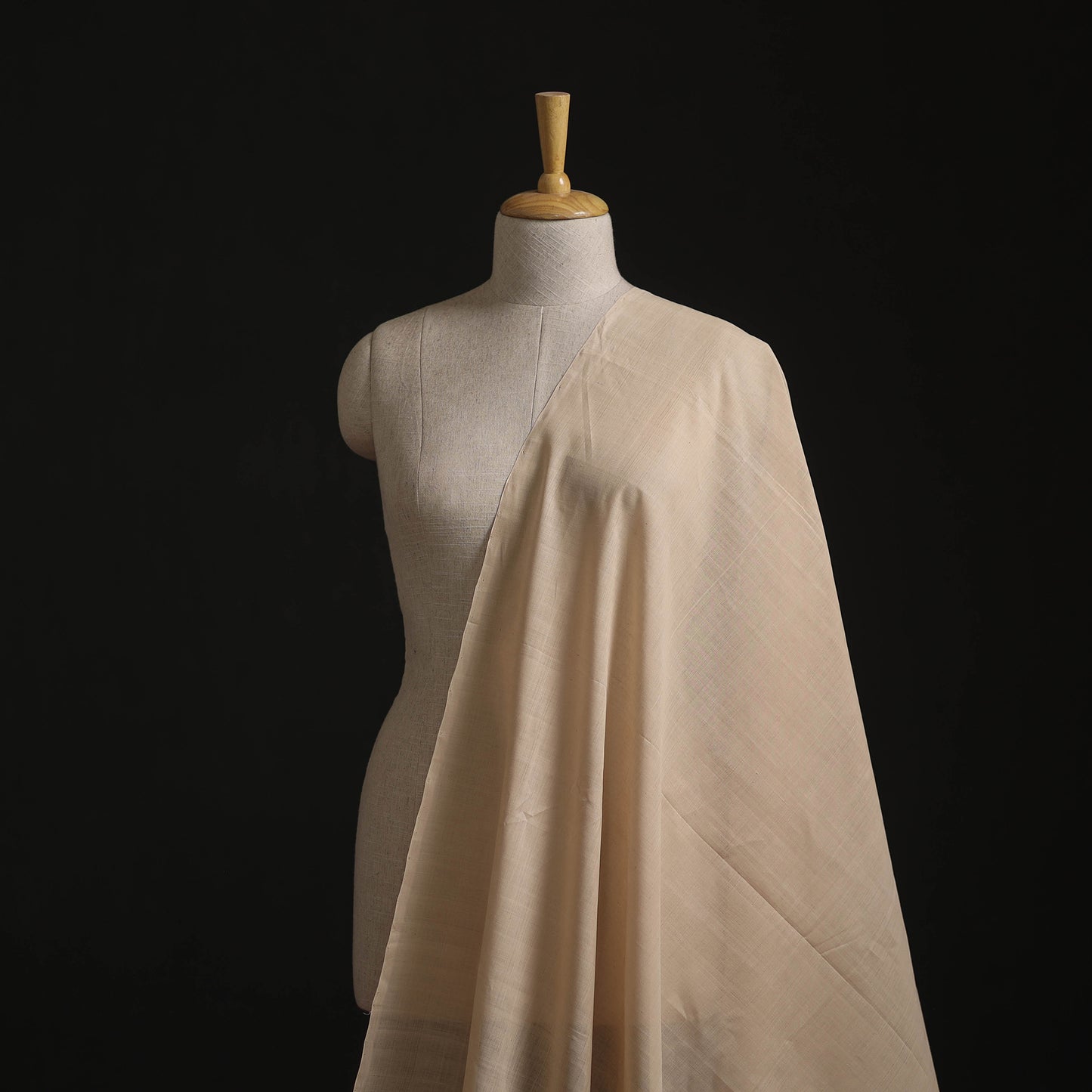 Beige - Plain Handloom Mangalagiri Cotton Fabric 03