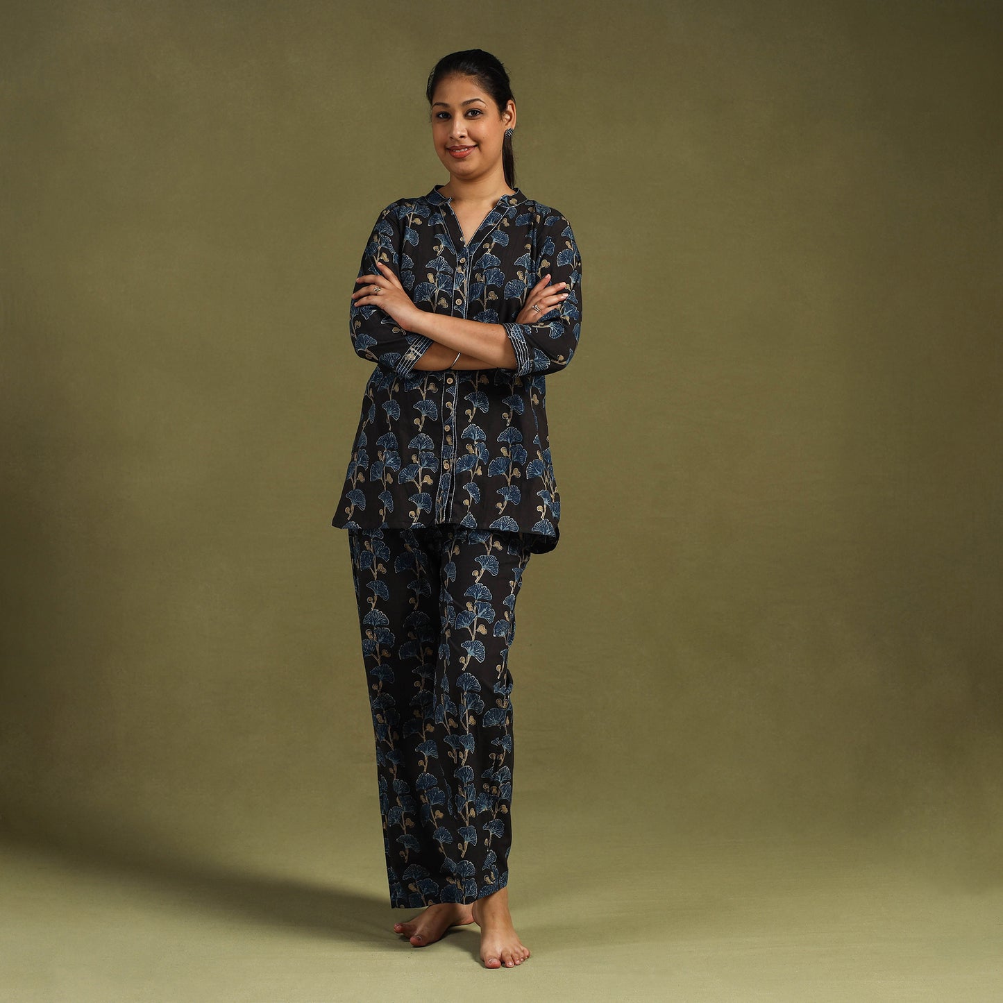 Buy Cotton Ajrakh Block Print Night Suit Set