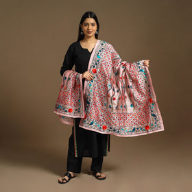 Pink - ranihati chanderi silk hand embroidery dupatta 66