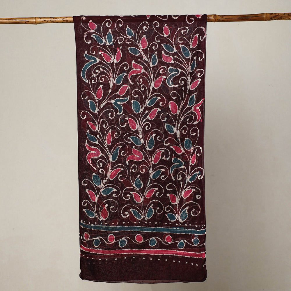 Maroon - Hand Batik Printed Mul Cotton Stole 74