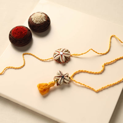 Handmade Shell Work Rakhi & Lumba Set