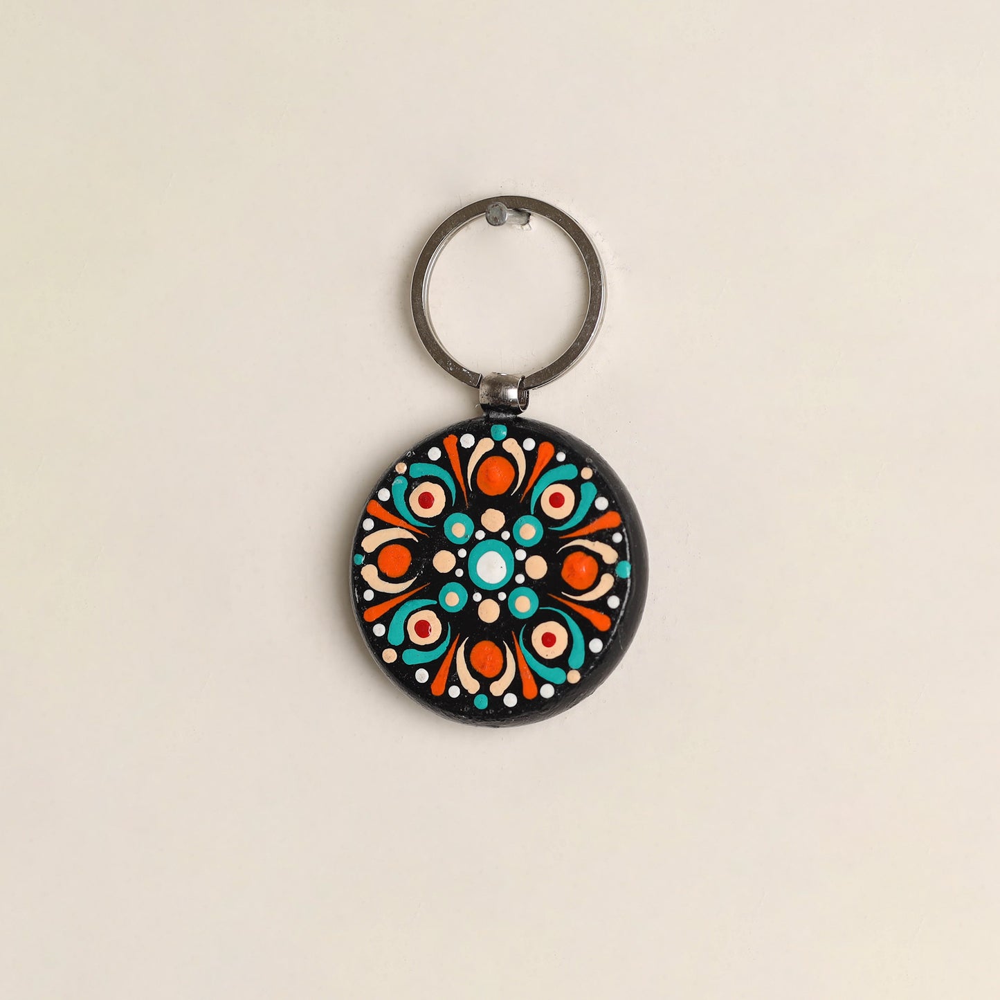 Handpainted Mandala Art Wooden Keychain 74