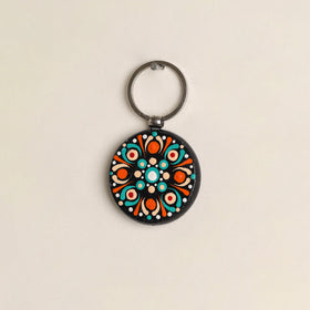 Handpainted Mandala Art Wooden Keychain 74