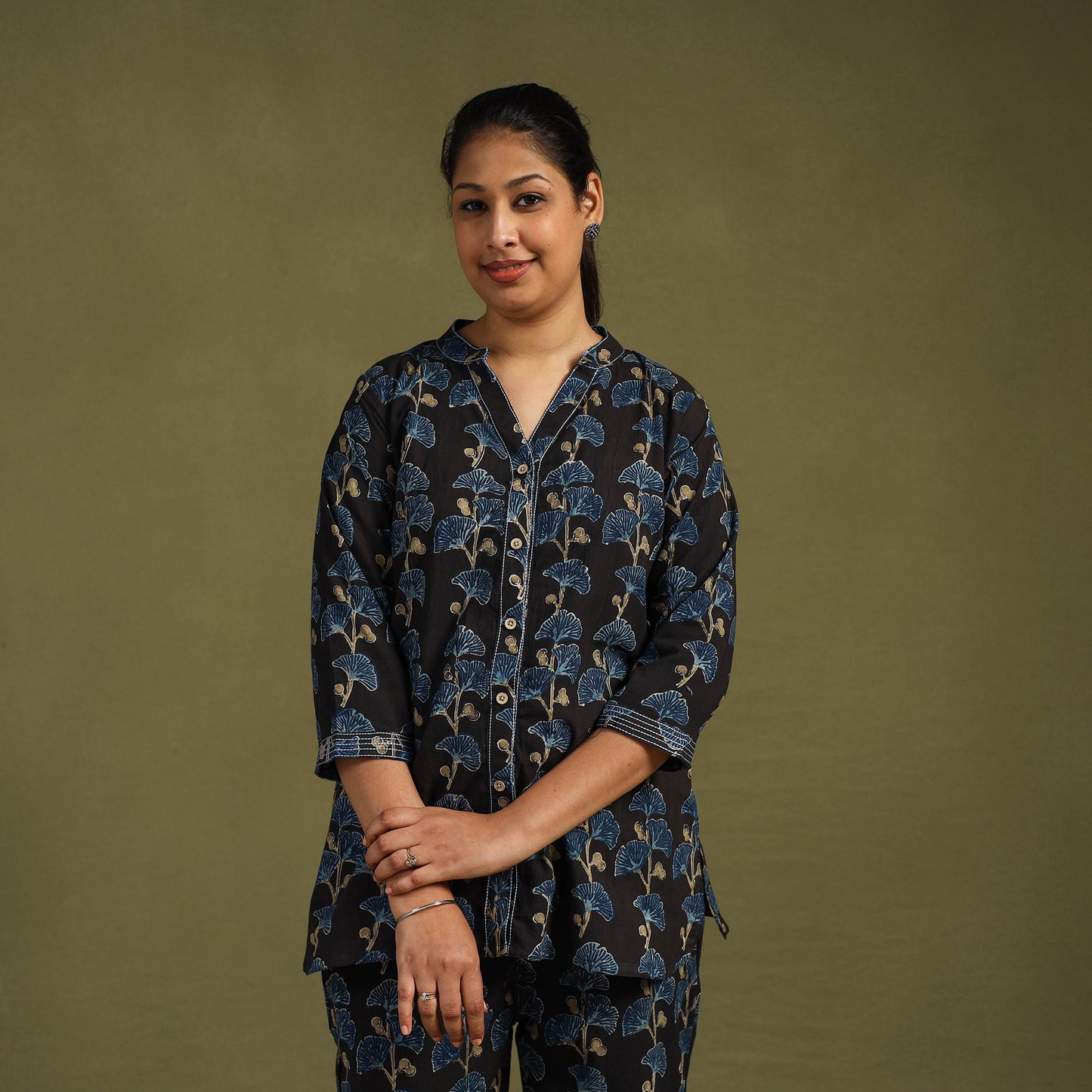 Buy Cotton Ajrakh Block Print Night Suit Set