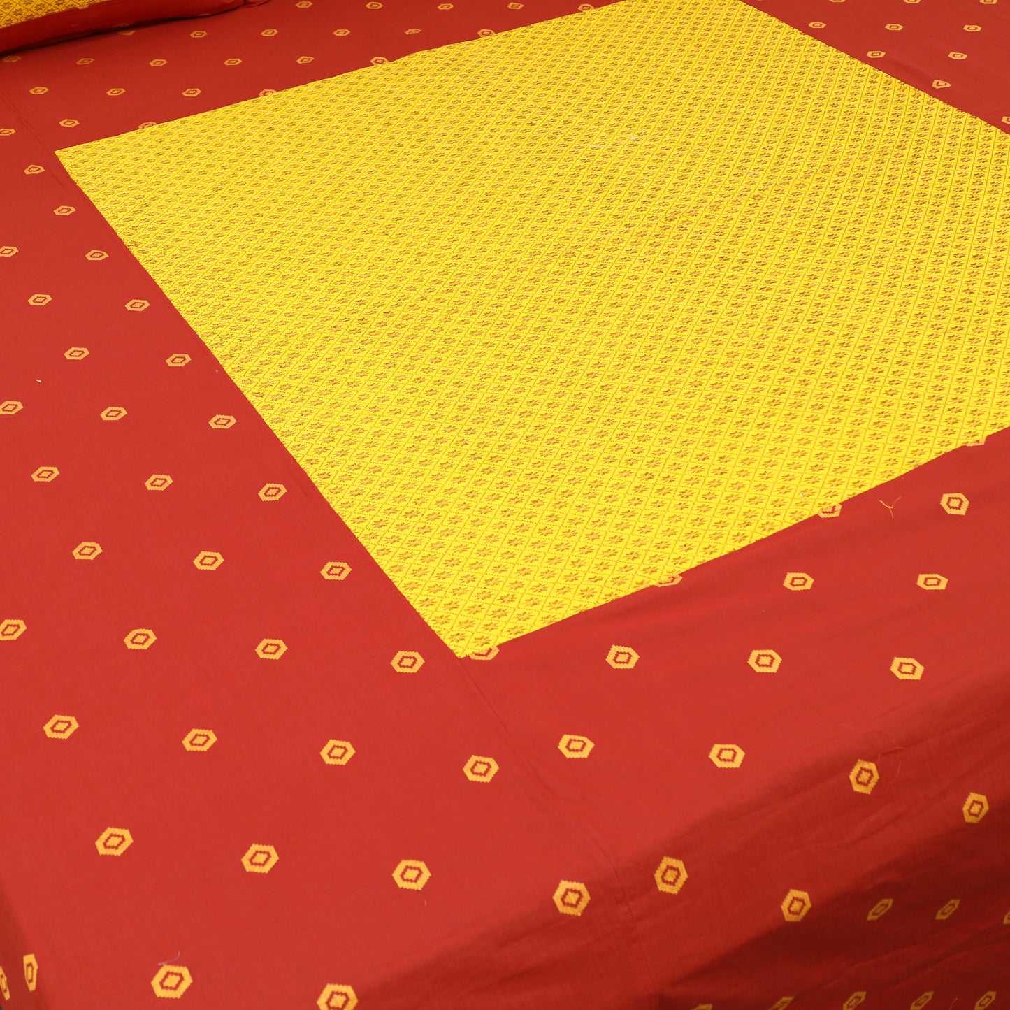 Red - Patchwork Cotton Double Jacquard Bedsheet Set 10