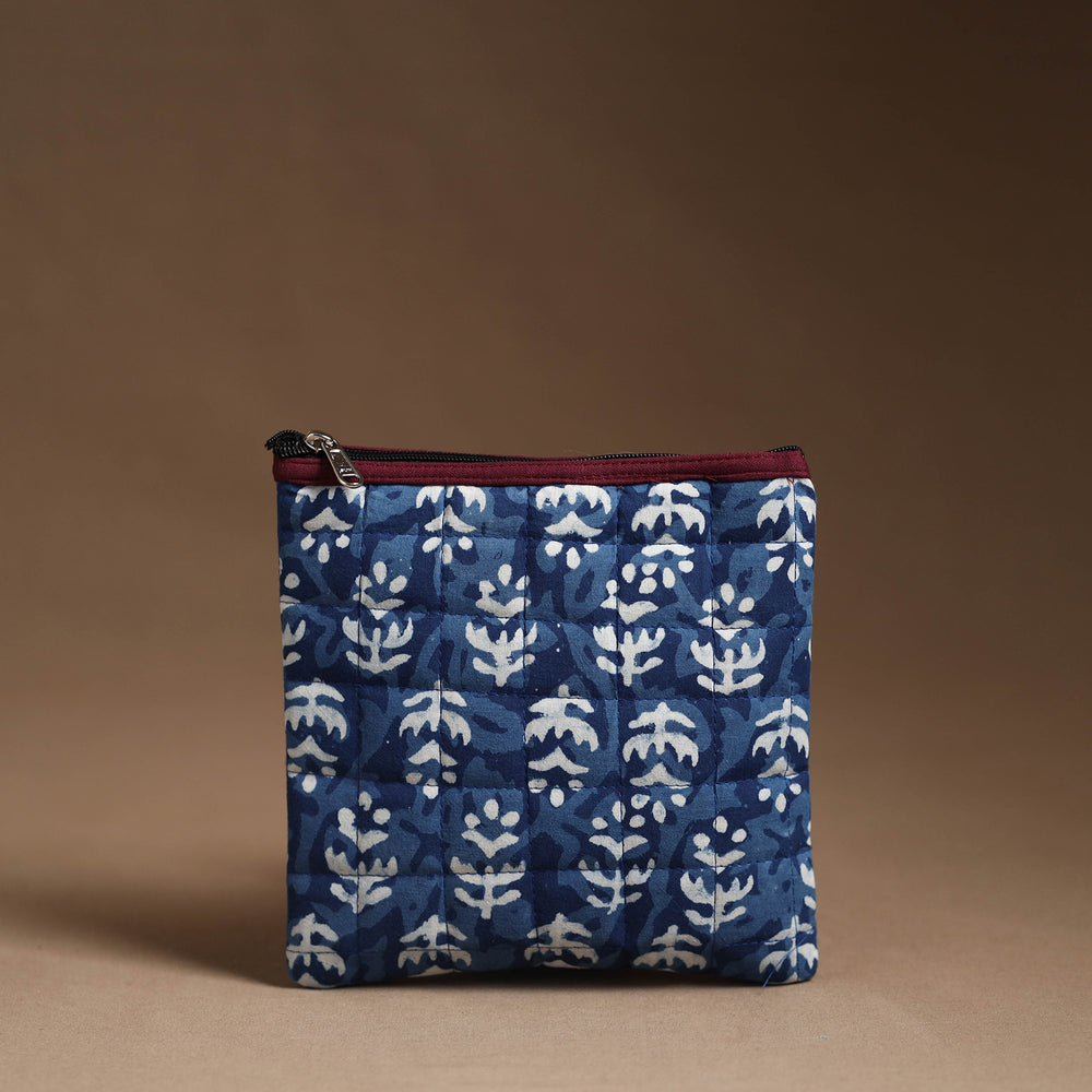 Blue - Handmade Quilted Cotton Utility Pouch 05