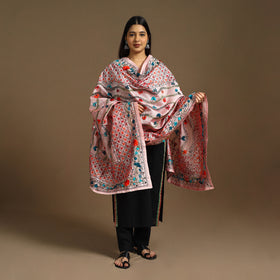 Pink - ranihati chanderi silk hand embroidery dupatta 66