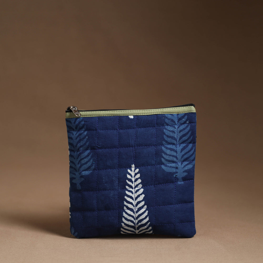 Blue - Handmade Quilted Cotton Utility Pouch 04