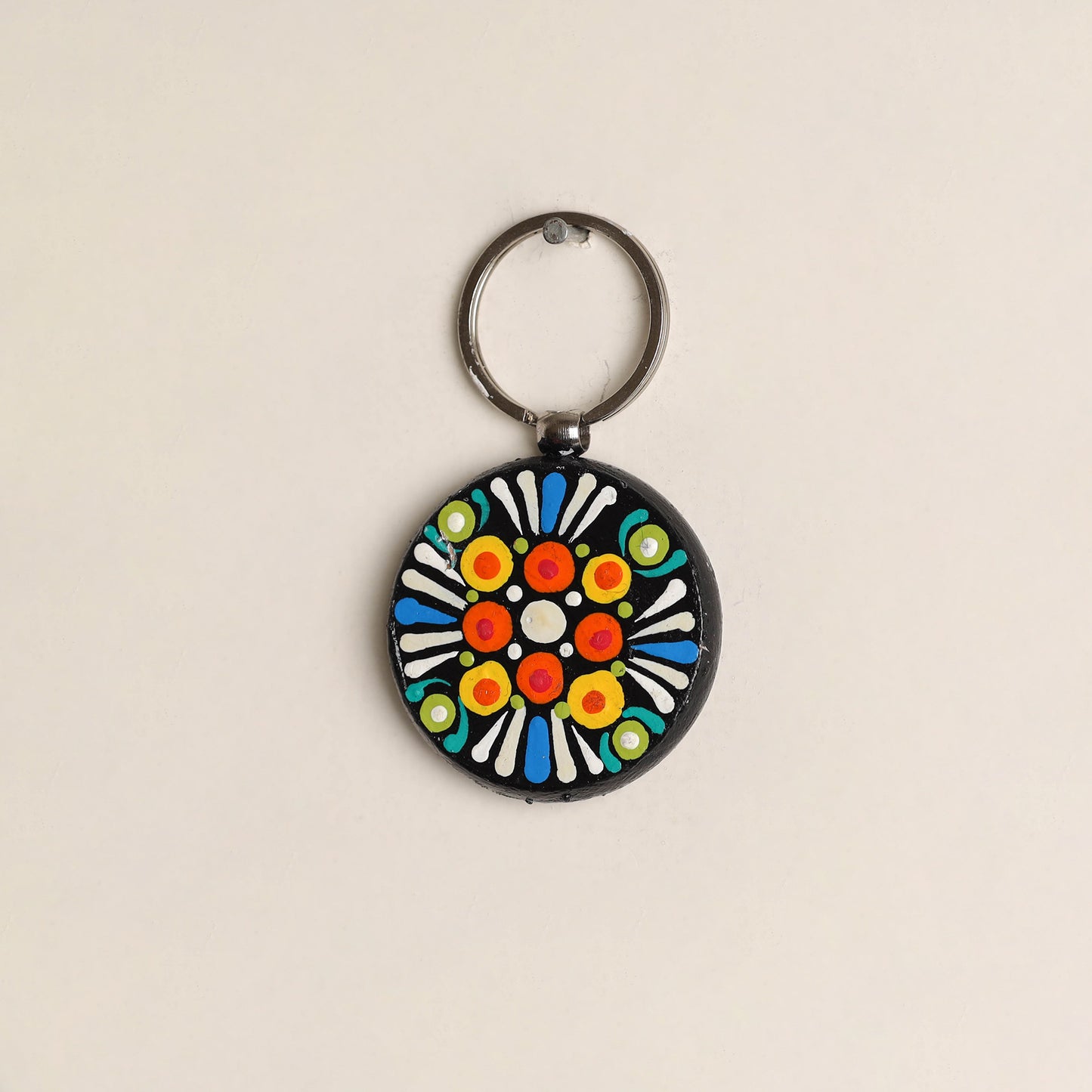 Handpainted Mandala Art Wooden Keychain 75