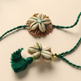 Handmade Shell Work Rakhi & Lumba Set