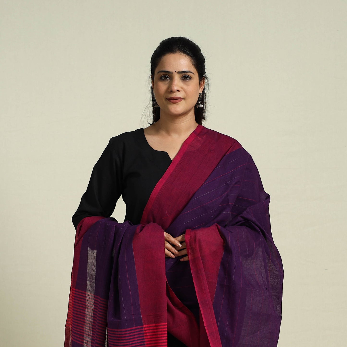Buy Purple Handloom Cotton Srikakulam Jamdani Dupatta