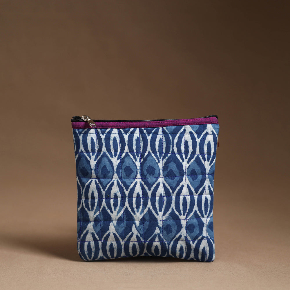 Blue - Handmade Quilted Cotton Utility Pouch 03