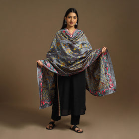 Buy Grey Ranihati Chanderi Silk Hand Embroidery Dupatta
