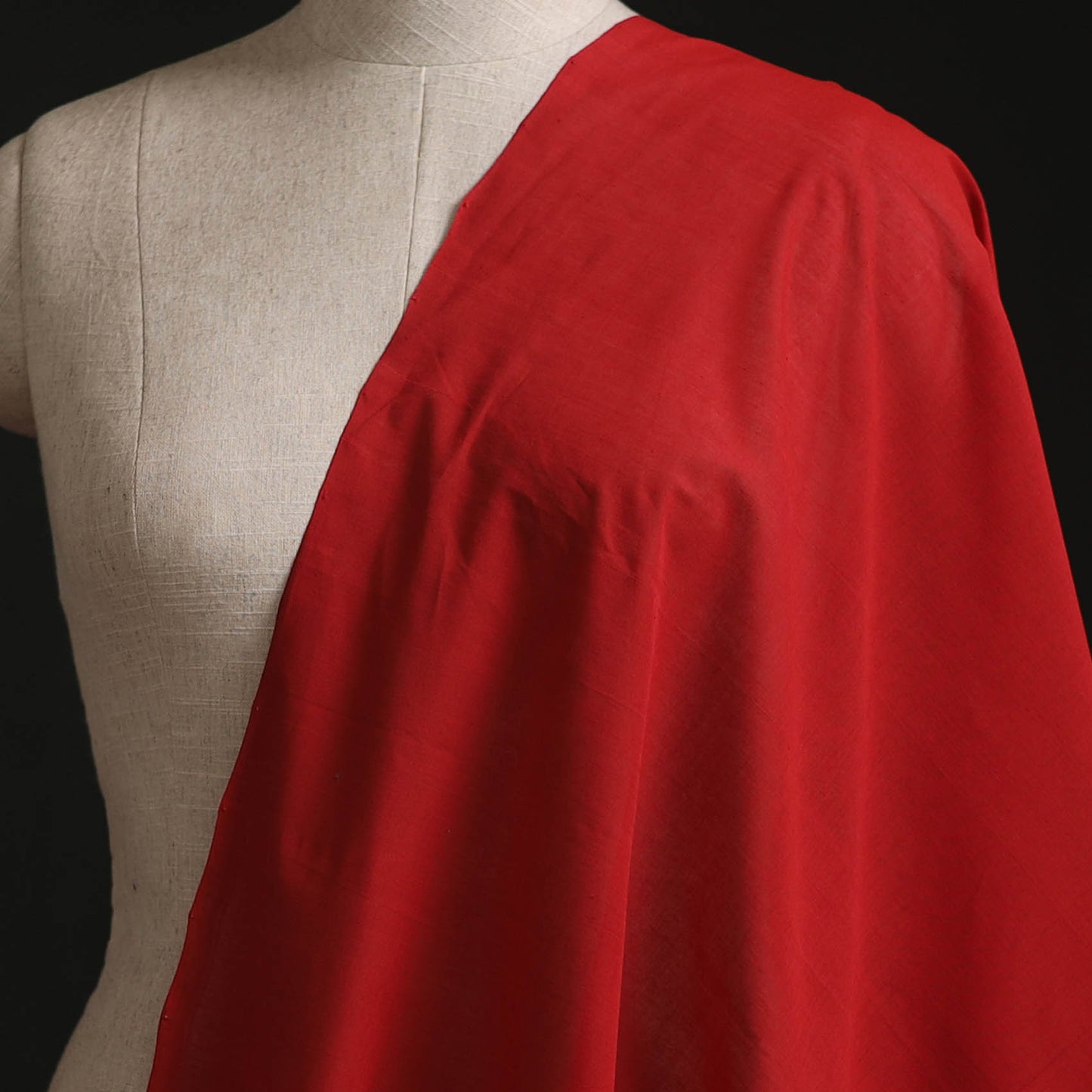 Red - Plain Handloom Mangalagiri Cotton Fabric 08
