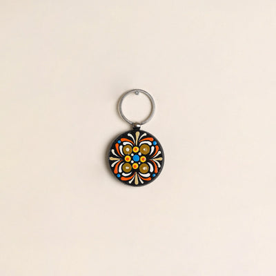 Handpainted Mandala Art Wooden Keychain 77