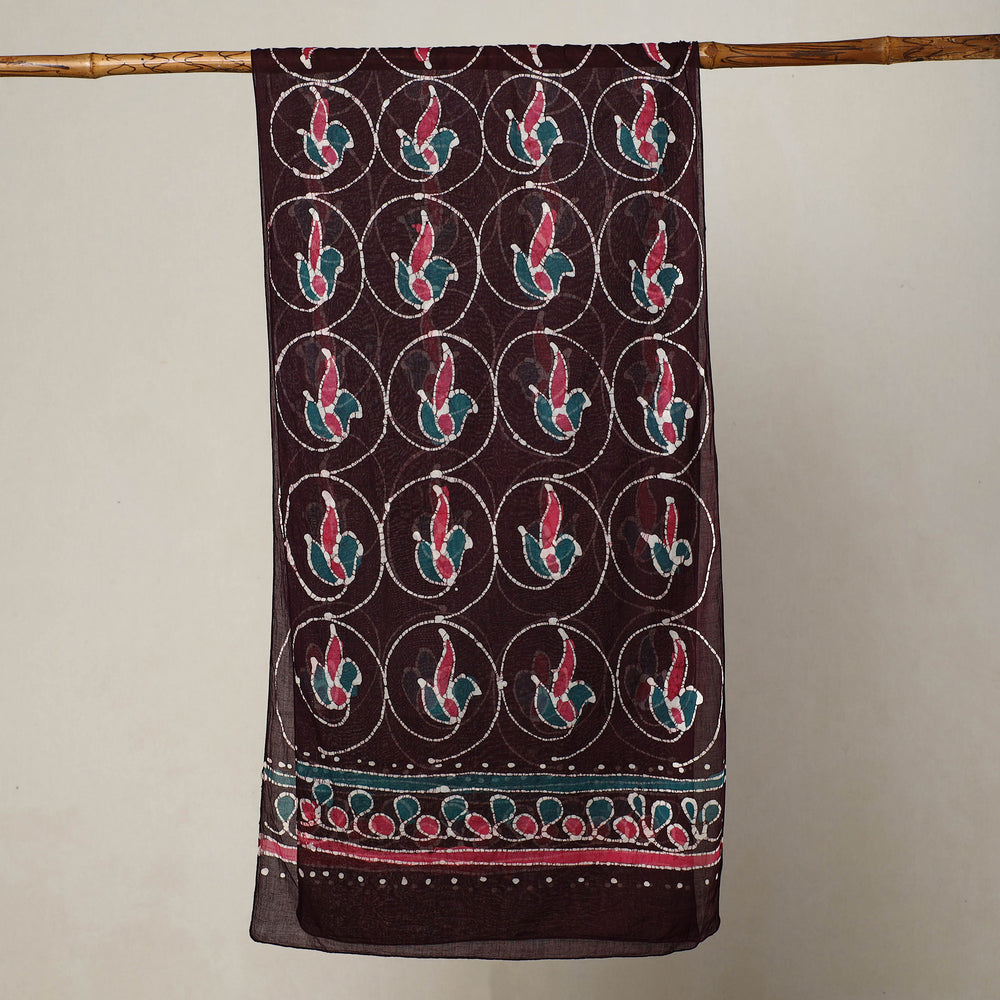 Maroon - Hand Batik Printed Mul Cotton Stole 69