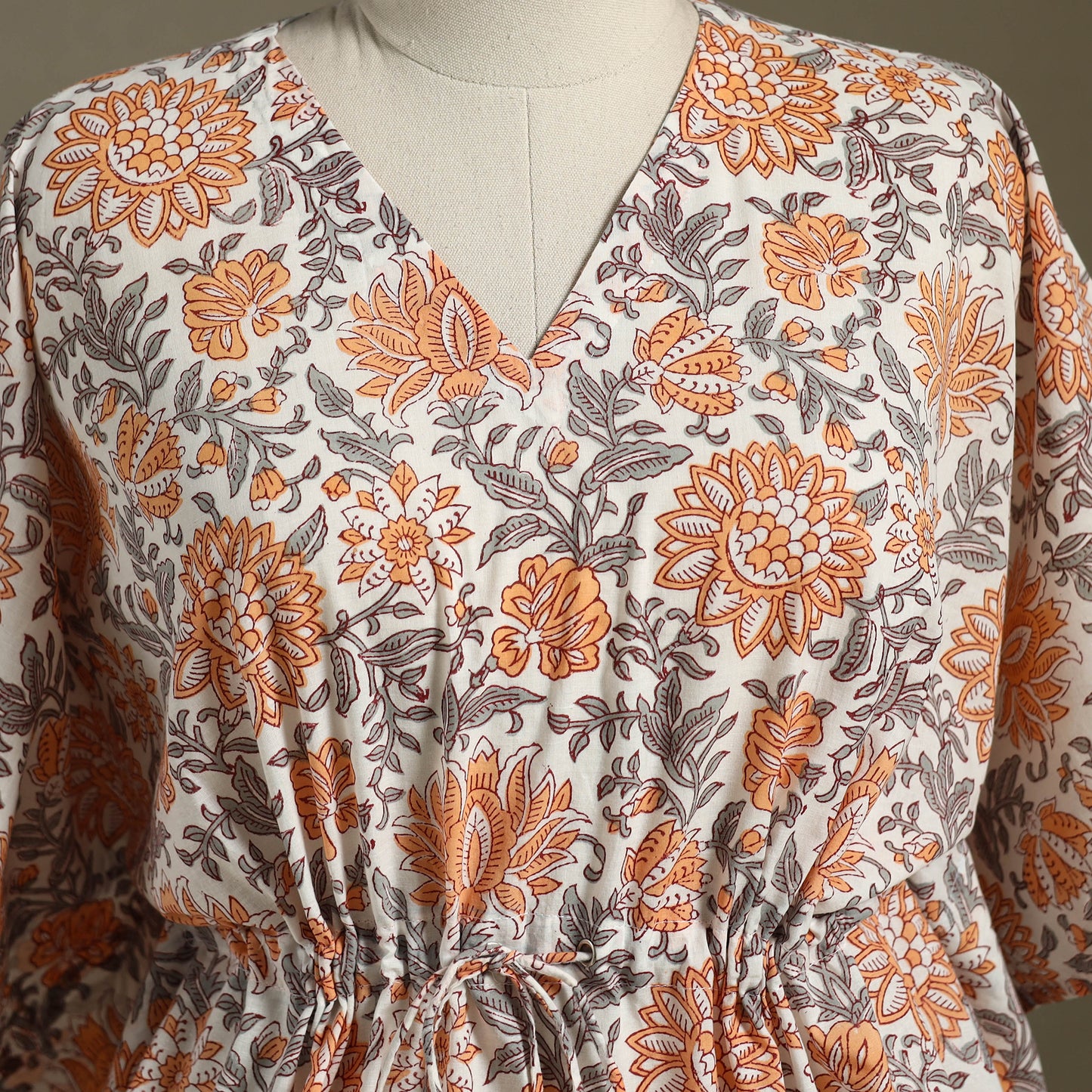 Sanganeri Block Print Cotton Kaftan (Short)