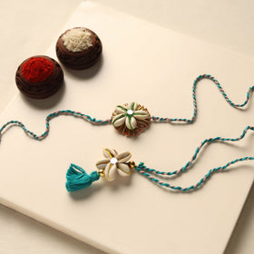 Handmade Shell Work Rakhi & Lumba Set