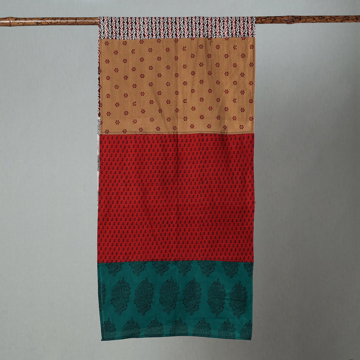 Multicolor - Bagh Block Printed Patchwork Cotton Stole 03
