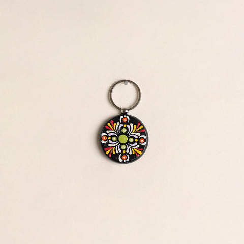 Handpainted Mandala Art Wooden Keychain 78