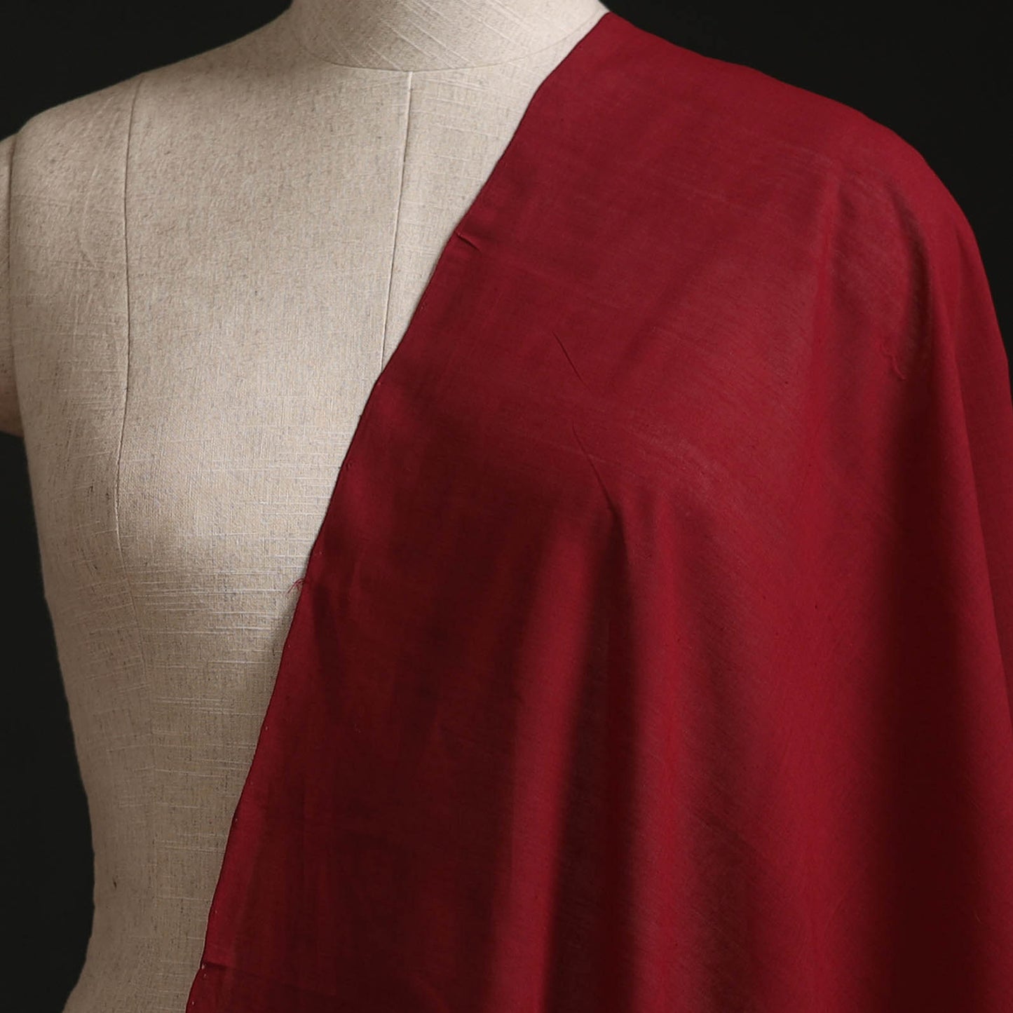 Red - Plain Handloom Mangalagiri Cotton Fabric 12