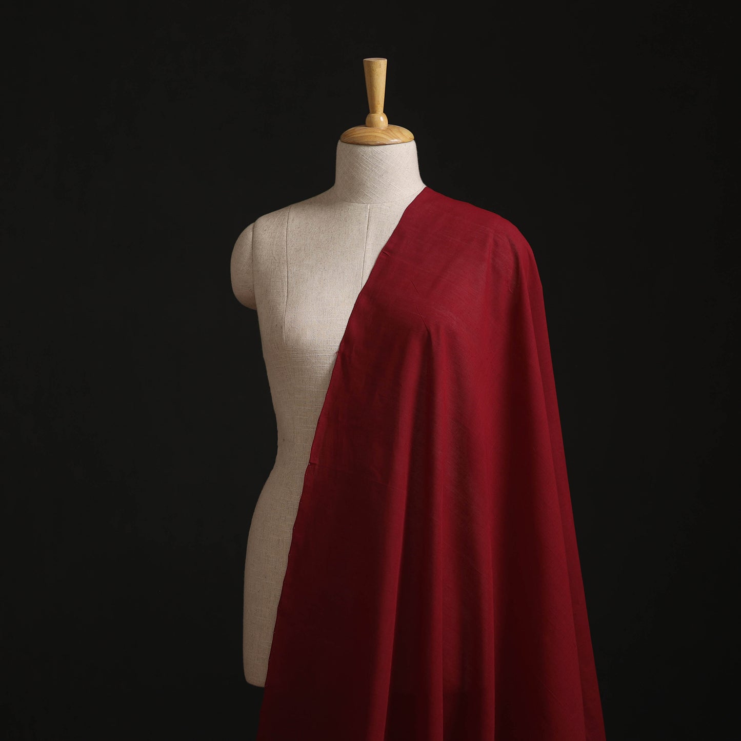 Red - Plain Handloom Mangalagiri Cotton Fabric 12