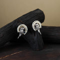 White Traditional German Silver-Plated Classic Stud Earrings