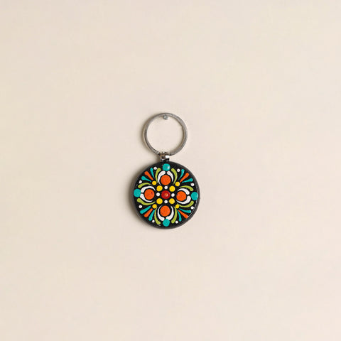Handpainted Mandala Art Wooden Keychain 79